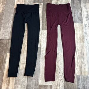 Leggings, Black, Maroon, Women’s One Size